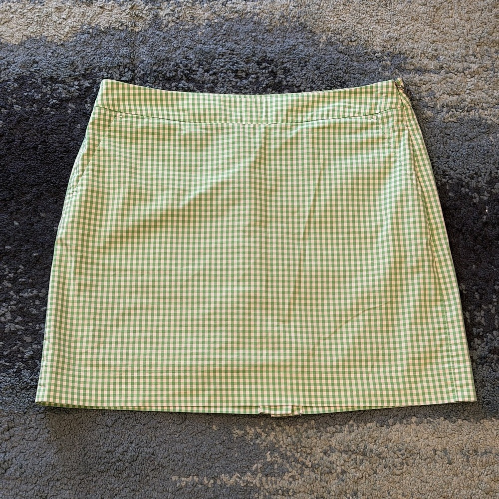Ralph Lauren Golf Skort Women's 8 Lime Green Gingham Skirt Preppy Pickleball